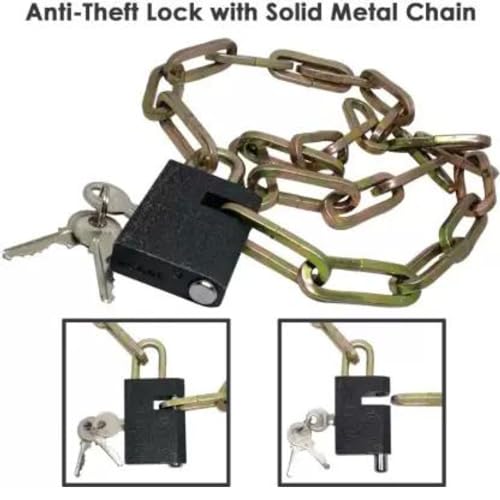 PANCIKAA Steel Padlock with 1ft Long Chain | Anti-Theft Lock for Gate, Fence, Luggage, Cycle, Bike & Bicycle | Multipurpose Safety | Durable Alloy Steel - Black - Image 4