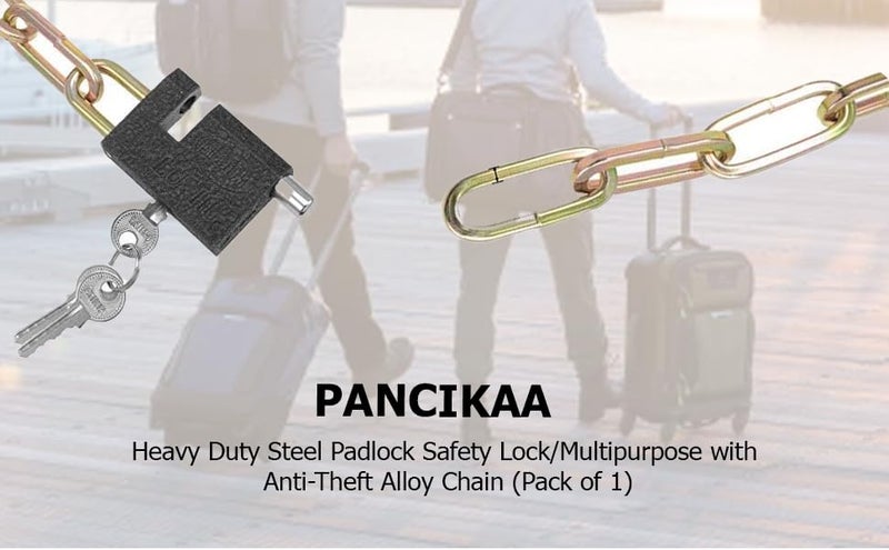 PANCIKAA Steel Padlock with 1ft Long Chain | Anti-Theft Lock for Gate, Fence, Luggage, Cycle, Bike & Bicycle | Multipurpose Safety | Durable Alloy Steel - Black - Image 5