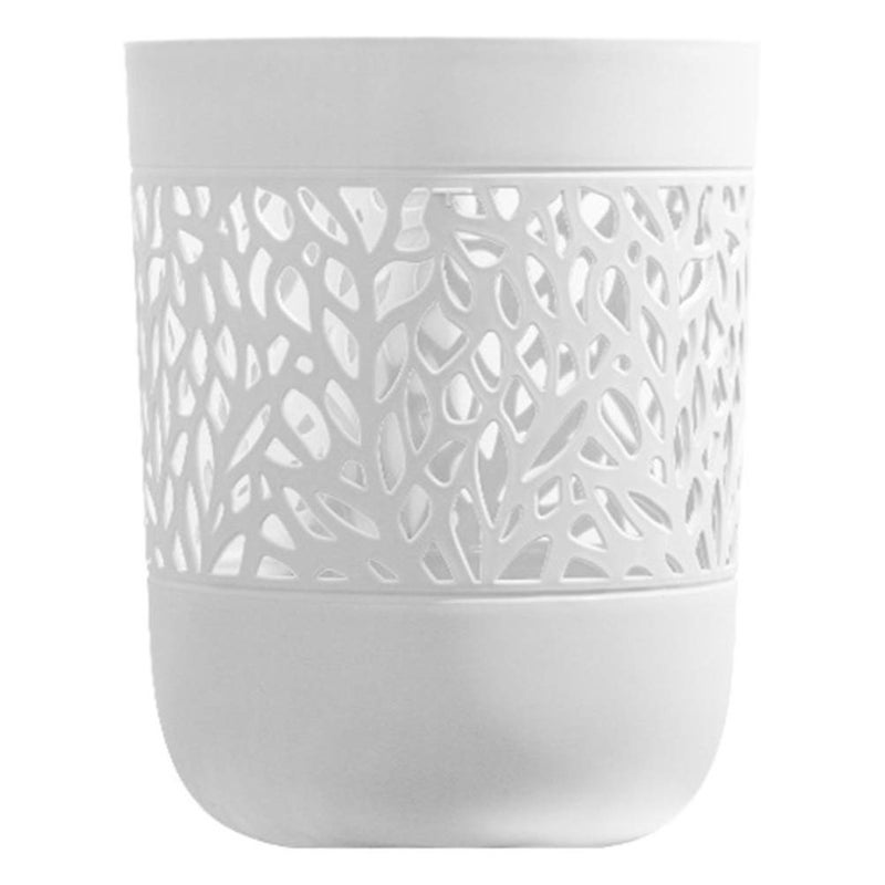 woobles Large Garbage Can, Bathroom Trash Can, Durable Plastic Trash Can Wastebasket, Waste Container Basket Storage Bin for Home Kitchen Office Room Bathroom Usage, White - Image 1