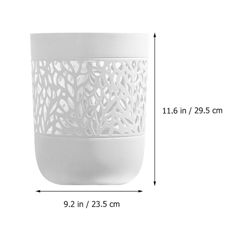 woobles Large Garbage Can, Bathroom Trash Can, Durable Plastic Trash Can Wastebasket, Waste Container Basket Storage Bin for Home Kitchen Office Room Bathroom Usage, White - Image 5