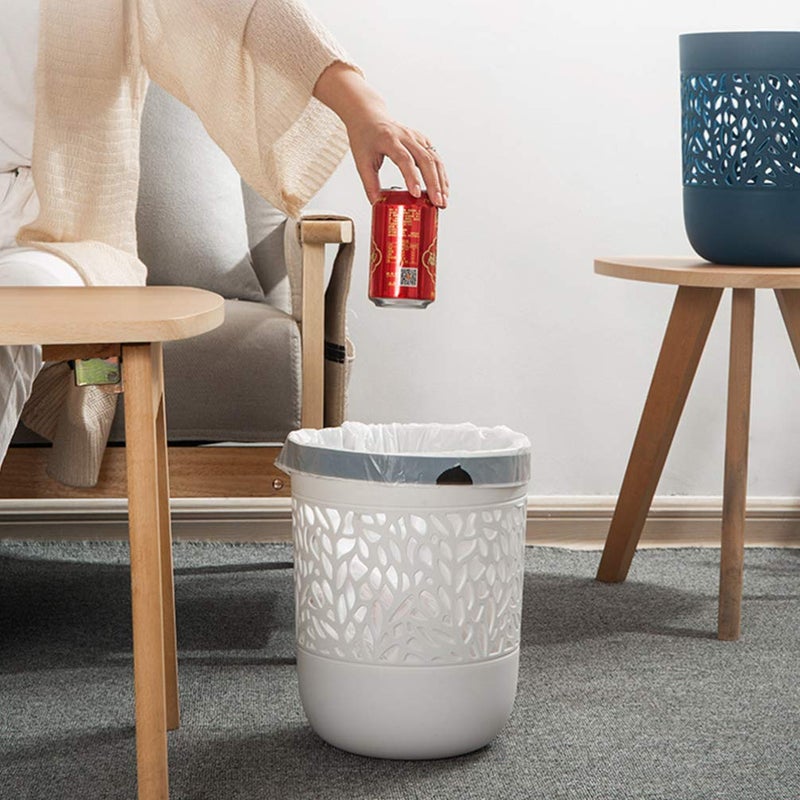 woobles Large Garbage Can, Bathroom Trash Can, Durable Plastic Trash Can Wastebasket, Waste Container Basket Storage Bin for Home Kitchen Office Room Bathroom Usage, White - Image 3