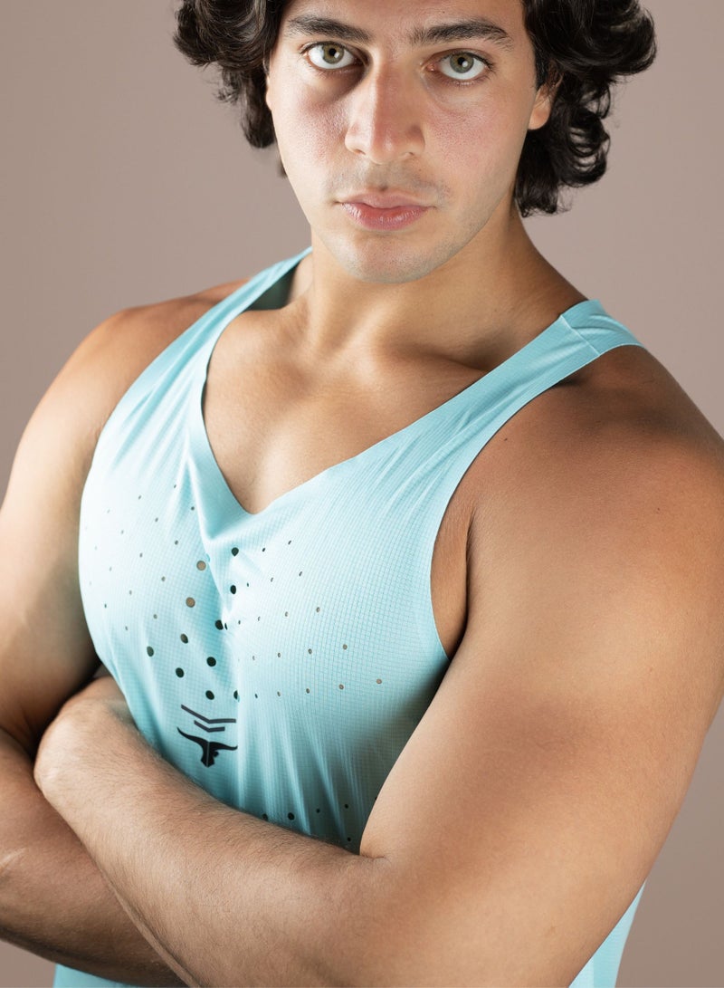 THUGFIT AgileAura Activewear Men's Slim Fit Tank Top - Blue - Image 4