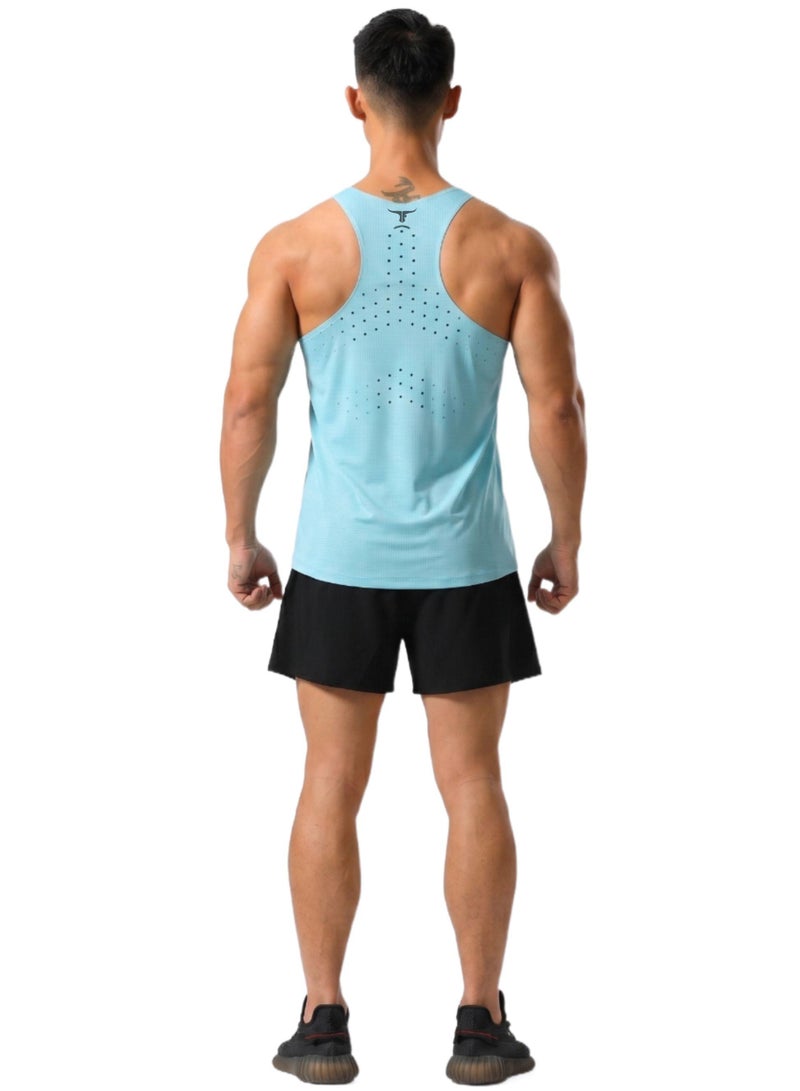 THUGFIT AgileAura Activewear Men's Slim Fit Tank Top - Blue - Image 2
