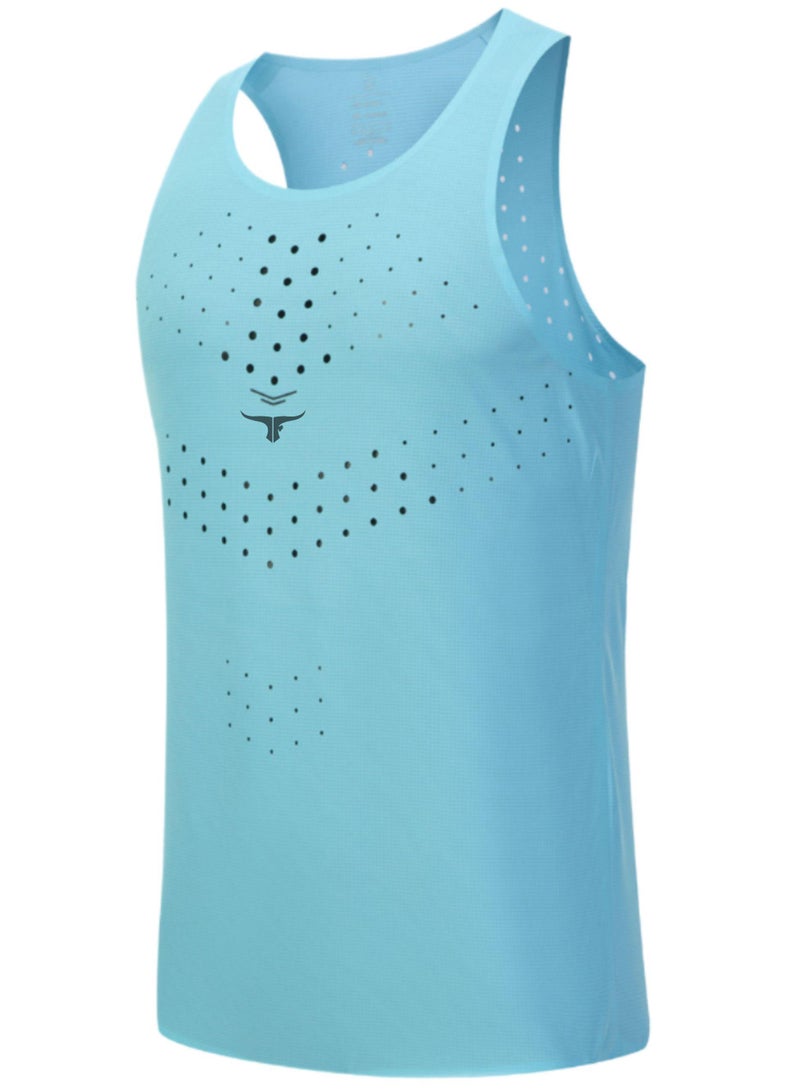 THUGFIT AgileAura Activewear Men's Slim Fit Tank Top - Blue - Image 5