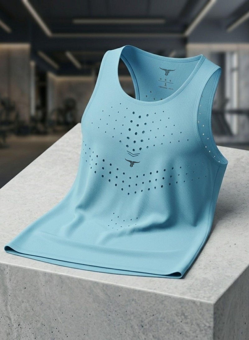 THUGFIT AgileAura Activewear Men's Slim Fit Tank Top - Blue - Image 3