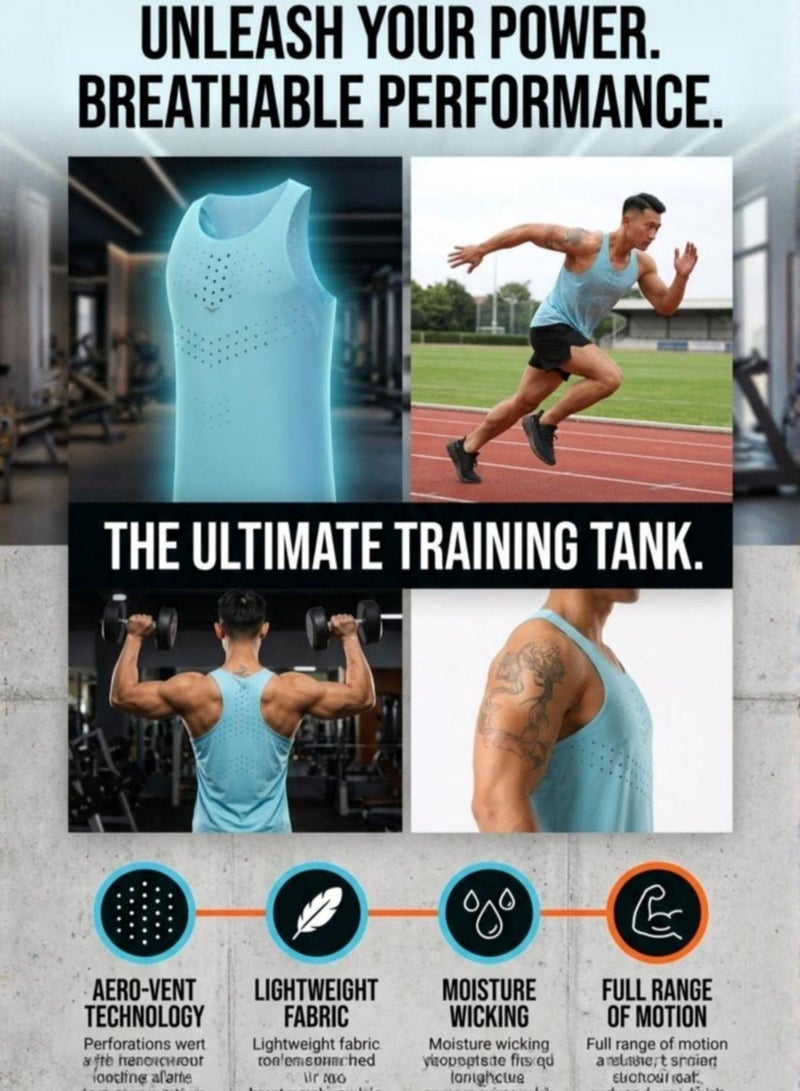 THUGFIT AgileAura Activewear Men's Slim Fit Tank Top - Blue - Image 4