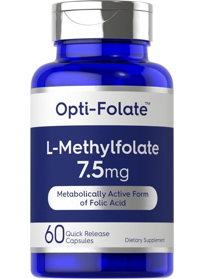 ميثيل فولات ٧.٥ ملغ | ٦٠ كبسولة | مُحسّن ومُنشَّط | غير مُعدّل وراثيًا، خالٍ من الغلوتين | ميثيل فولات، ٥-أم تي إتش إف | من أوبتي-فولات - Image 1