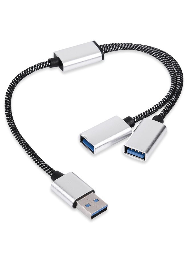 2-Port USB Hub, 1-to-2 USB 2.0 Splitter Cable, Dual Port USB Expander Adapter for Laptops, PC, Smartphones & Tablets