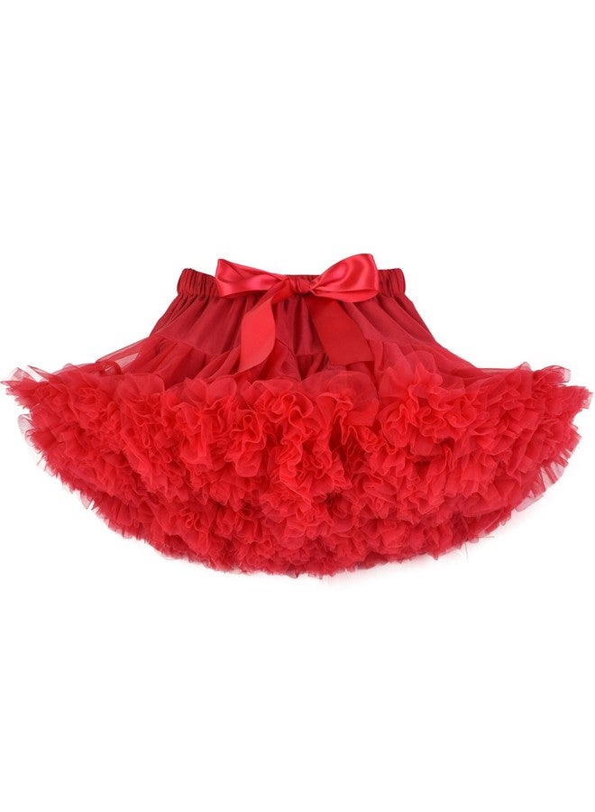Tutu.kk Baby Girls Tutu Skirt Princess Fluffy Soft Chiffon Ballet Birthday Party Pettiskirt Red M - Image 1