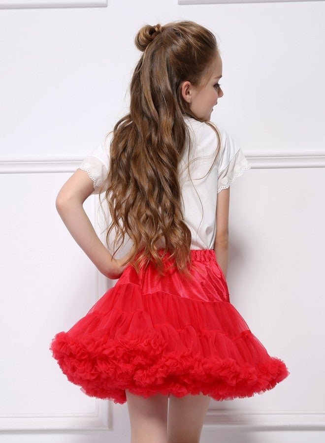 Tutu.kk Baby Girls Tutu Skirt Princess Fluffy Soft Chiffon Ballet Birthday Party Pettiskirt Red M - Image 2
