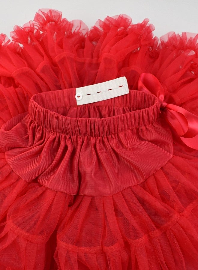 Tutu.kk Baby Girls Tutu Skirt Princess Fluffy Soft Chiffon Ballet Birthday Party Pettiskirt Red M - Image 4