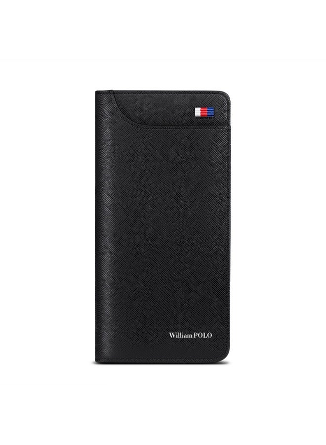WilliamPolo Long Wallet Genuine Leather Handbag Men's Wallet Zipper Leather Clip Business Multi functional Handbag - Image 2