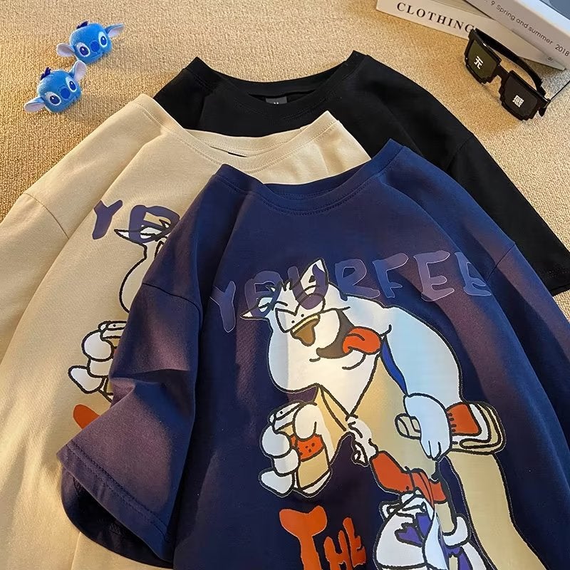 Short-sleeved T-shirt Men's Fashionable Brand Summer Loose Half-sleeved 2023 New Internet Trendy ins Simple Printed Top - Image 4