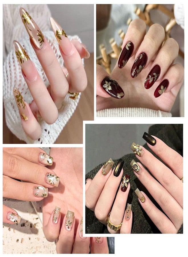 DUKASOU Gold Flower Nail Stickers for Nail Art, Spring Nail Stickers Decals Self Adhesive Floral Nails Sticker for Women Nails Art Sticker Decoration - Image 5