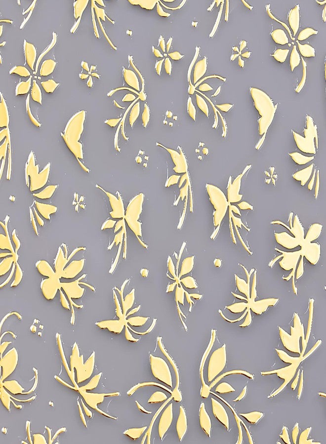 DUKASOU Gold Flower Nail Stickers for Nail Art, Spring Nail Stickers Decals Self Adhesive Floral Nails Sticker for Women Nails Art Sticker Decoration - Image 4