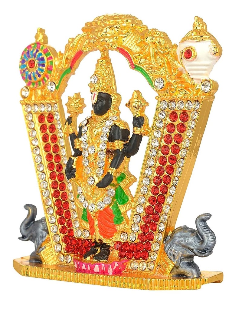 GCT Tirupati Balaji Idol Lord Venkateswara Idol B187 Black Color Metal Statue for Home Dcor Car Dashboard Mandir Pooja Murti Temple Puja Office Table Showpiece - Image 3