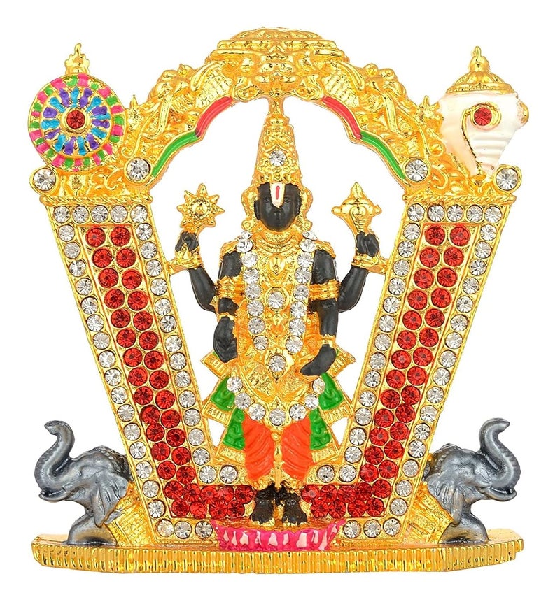 GCT Tirupati Balaji Idol Lord Venkateswara Idol B187 Black Color Metal Statue for Home Dcor Car Dashboard Mandir Pooja Murti Temple Puja Office Table Showpiece - Image 1