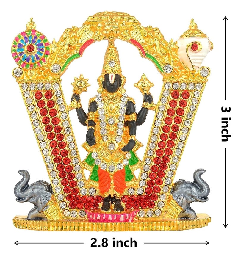 GCT Tirupati Balaji Idol Lord Venkateswara Idol B187 Black Color Metal Statue for Home Dcor Car Dashboard Mandir Pooja Murti Temple Puja Office Table Showpiece - Image 2