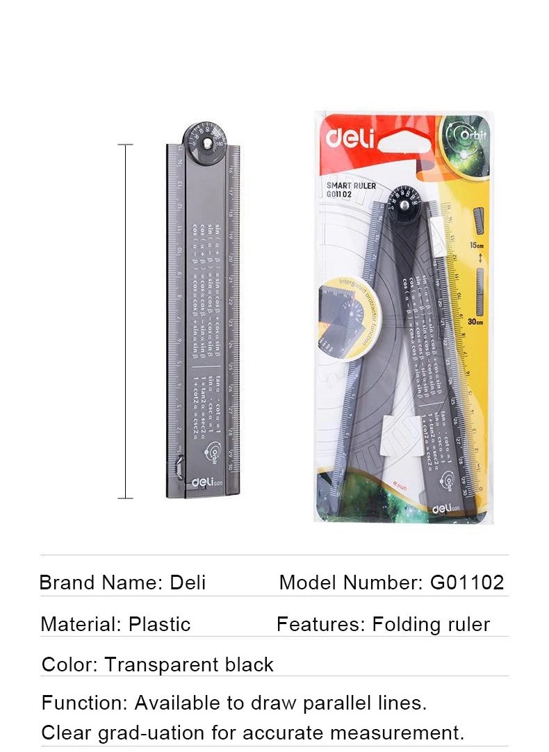 Deli - Foldable Smart Ruler 15cm Assorted Colours - Image 1