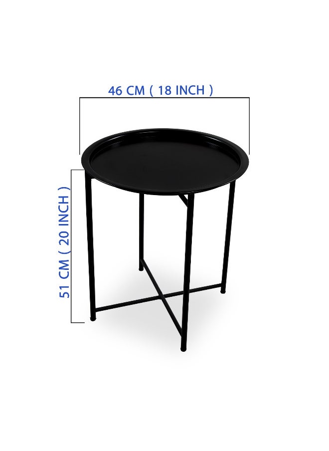 TTTP The Professionals Choice FOLDABLE METAL TABLE CONSISTS OF ROUND TRAY AND BLACK STAND FOR THE LIVING ROOM (DIAMETER 46CM, HEIGHT 51CM) YELLOW COLOR  - Image 2