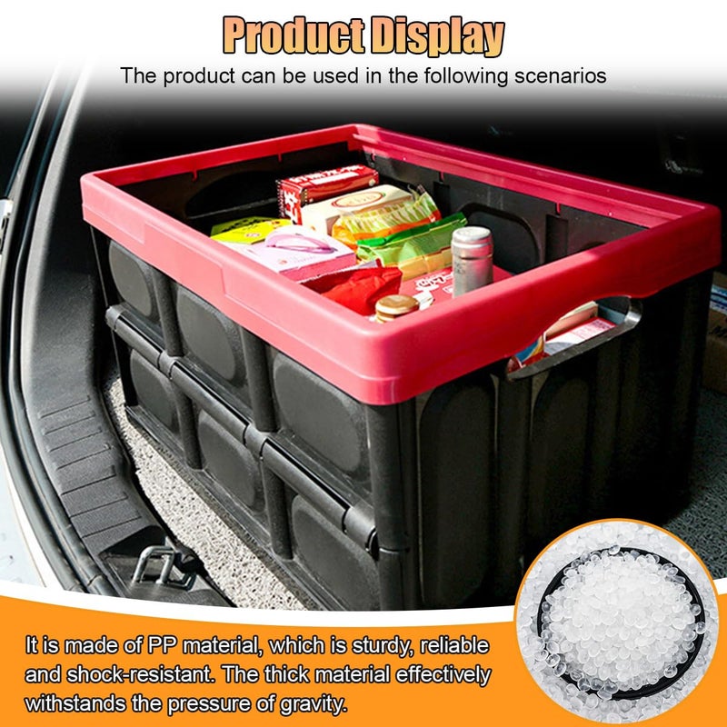 Tuxihapp Car Trunk Organizer, Foldable Plastic Cargo Storage Box with Lid, Large Car Tool Container with Handles, Universal Automotive Organization Accessories for Camping, Groceries (Black) - Image 4