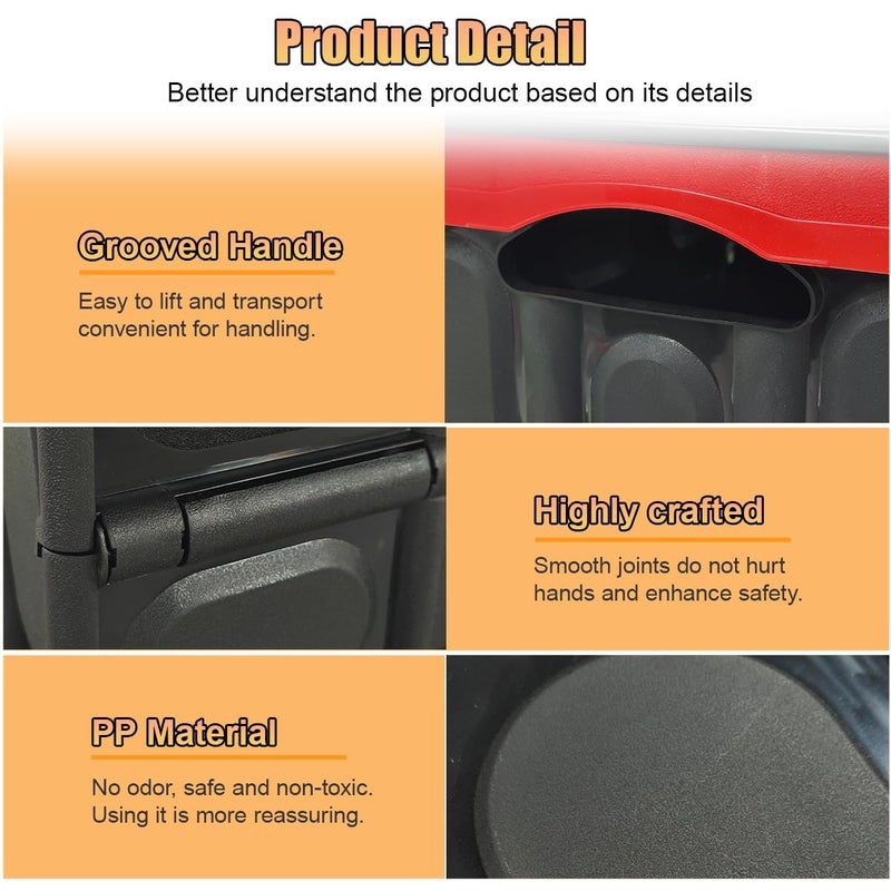 Tuxihapp Car Trunk Organizer, Foldable Plastic Cargo Storage Box with Lid, Large Car Tool Container with Handles, Universal Automotive Organization Accessories for Camping, Groceries (Black) - Image 3