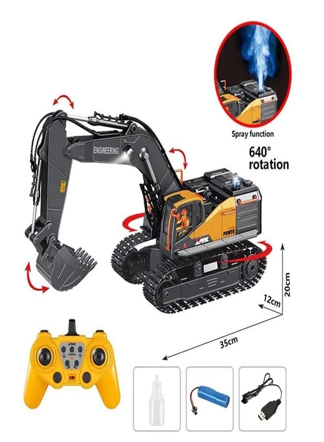 KIDIIG RC Excavator, 1:18 Scale Remote Control Dump Truck, 2.4GHz 11 Channel RC Construction Truck, Engineering Vehicles Educational Toys with Smoke &Light and Music for Kids, Boys and Girls - Image 2