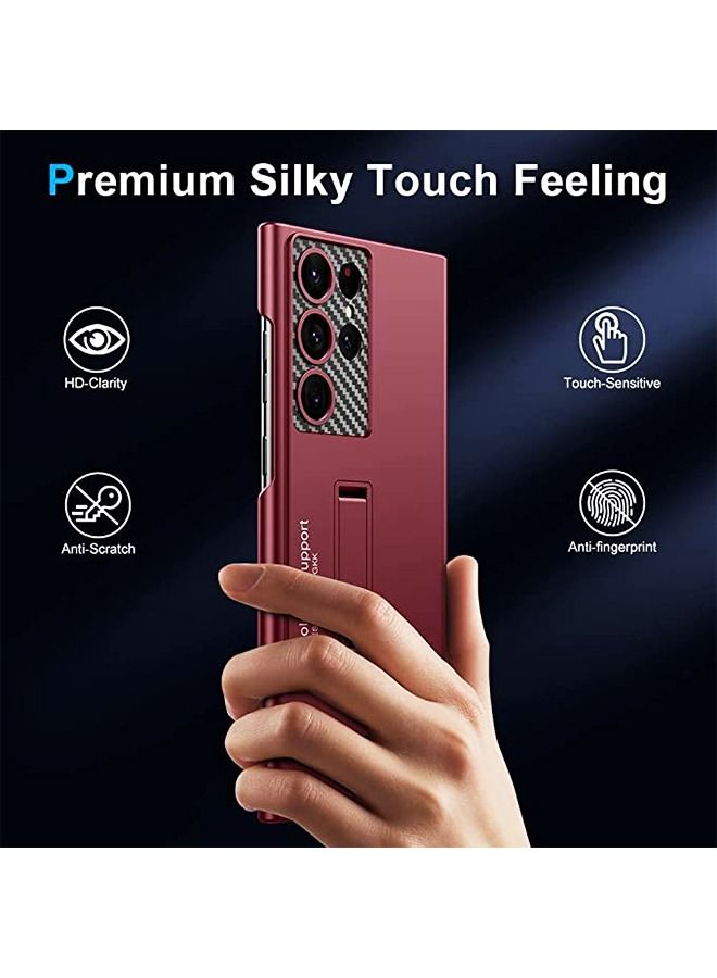 Compatible for Samsung S23 Ultra Case, Slim case for Galaxy S23 Ultra 5G,Matte Hard Back case with Four-Speed Adjustment Kickstand Lens Protection,Shockproof Cover Case with S23 Ultra 2023 Red - Image 2