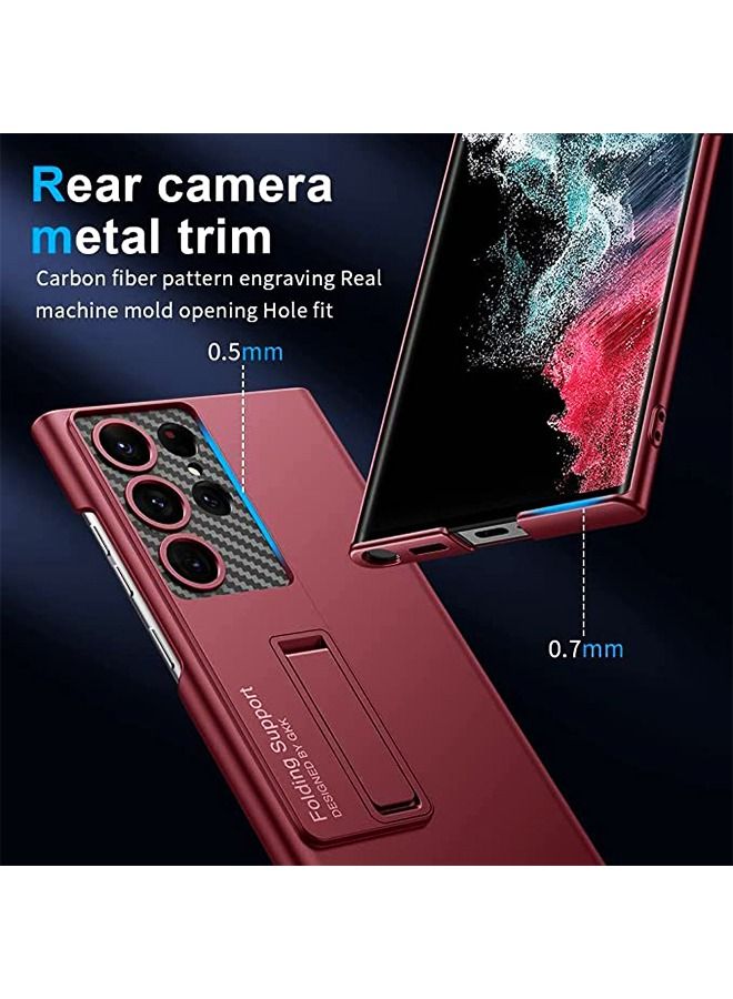 Compatible for Samsung S23 Ultra Case, Slim case for Galaxy S23 Ultra 5G,Matte Hard Back case with Four-Speed Adjustment Kickstand Lens Protection,Shockproof Cover Case with S23 Ultra 2023 Red - Image 3