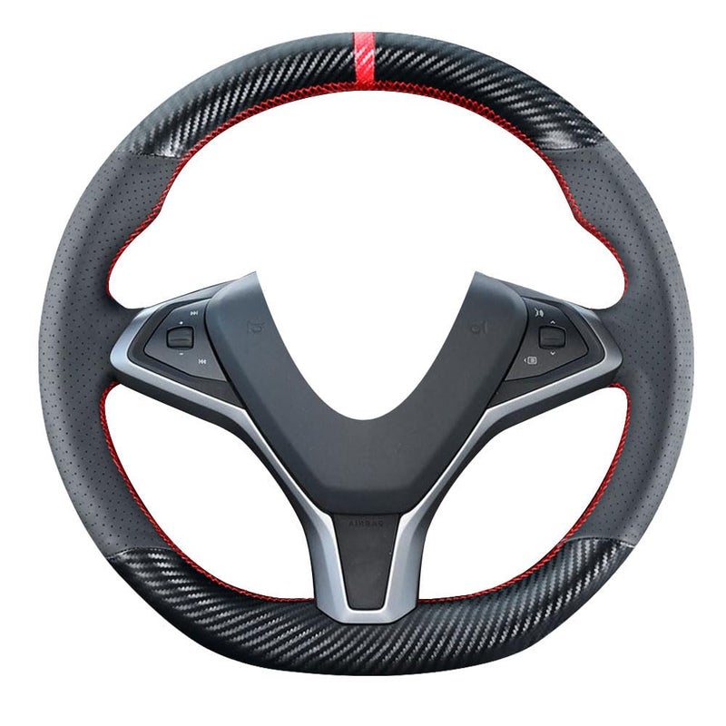 Kivnto DIY Carbon Fiber Steering Wheel Covers for Tesla S Sedan 20122020 Model X SUV 20162020 15 inches Leather Interior Accessories