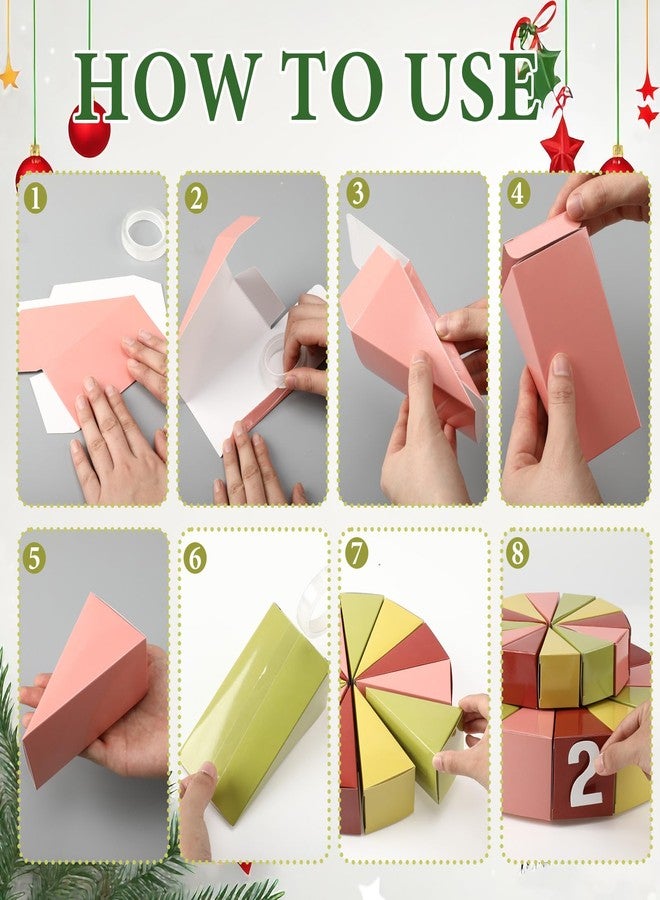 Yinder 24 Pcs Christmas Empty Advent Calendar Boxes to Fill DIY 24 Days Countdown Gift Boxes Double Layer Cake Advent Calendar Fill Your Own for Xmas Holiday Decorations - Image 3