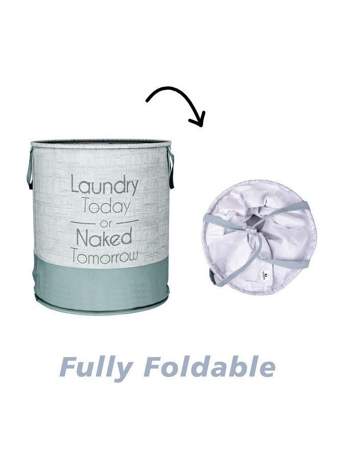 Kuber Industries Kuber Industries Laundry Basket | Non-Woven Round Laundry Basket | Clothes Storage Hamper | Foldable Laundry Bag with Handle | Toy Storage Basket | Jute-Print | 45 LTR | Pack of 3 | Gray  - Image 5
