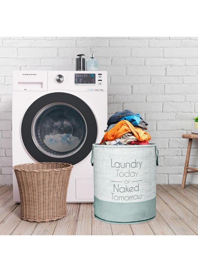 Kuber Industries Kuber Industries Laundry Basket | Non-Woven Round Laundry Basket | Clothes Storage Hamper | Foldable Laundry Bag with Handle | Toy Storage Basket | Jute-Print | 45 LTR | Pack of 3 | Gray  - Image 2