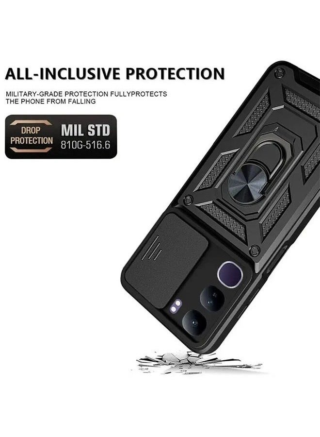 Vivo V40 Lite 5G حزمة حماية الإكسسوارات مع عدسة الكاميرا حماية ضد الخدوش ضد الصدمات ضد بصمات الأصابع خلفية مع 360 ° محرك الحلبة المغناطيسية في السيارة غطاء حماية الإكسس - Image 4