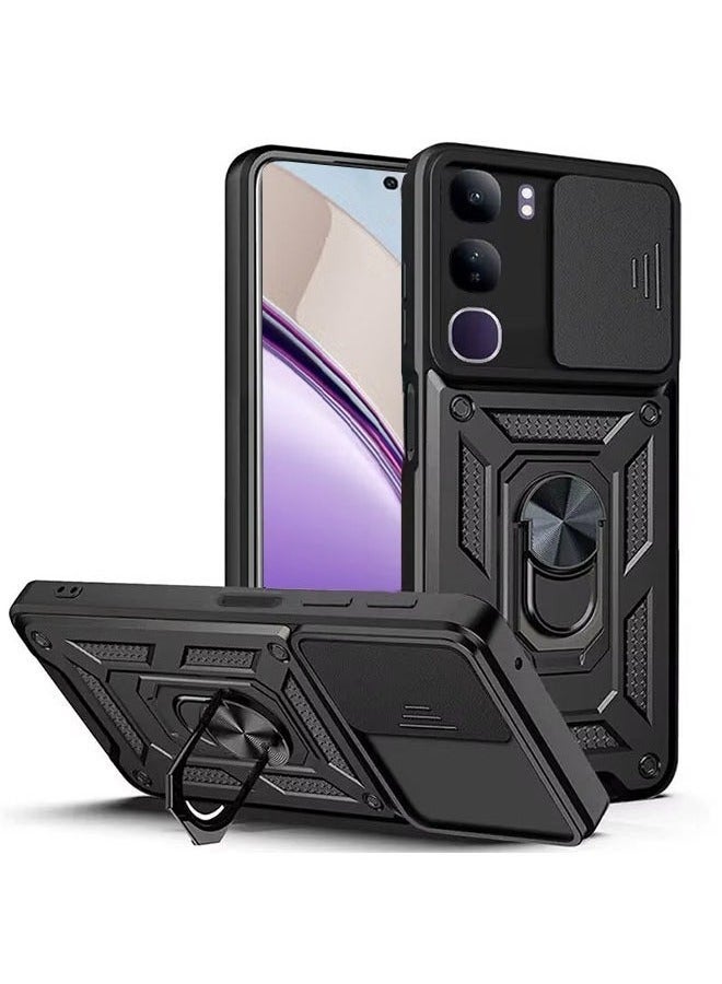 Vivo V40 Lite 5G حزمة حماية الإكسسوارات مع عدسة الكاميرا حماية ضد الخدوش ضد الصدمات ضد بصمات الأصابع خلفية مع 360 ° محرك الحلبة المغناطيسية في السيارة غطاء حماية الإكسس - Image 1