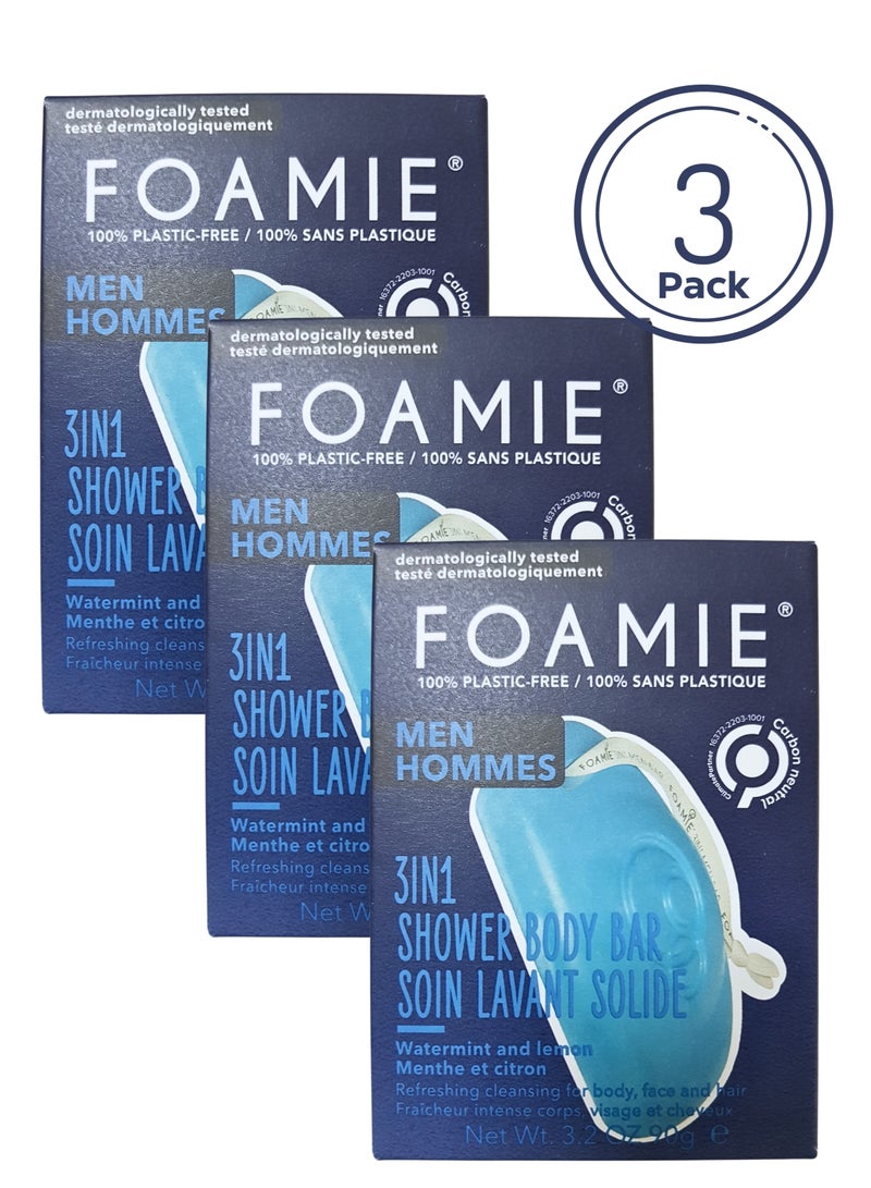 FOAMIE مجموعة من 3 صابونات استحمام 3 في 1 بنكهة النعناع والليمون - Image 1