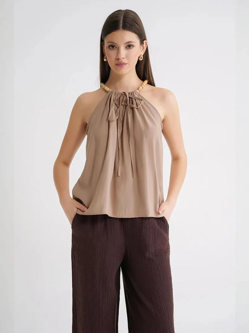 MixRay Mixray Accessory Detailed Halter Neck Modal Top