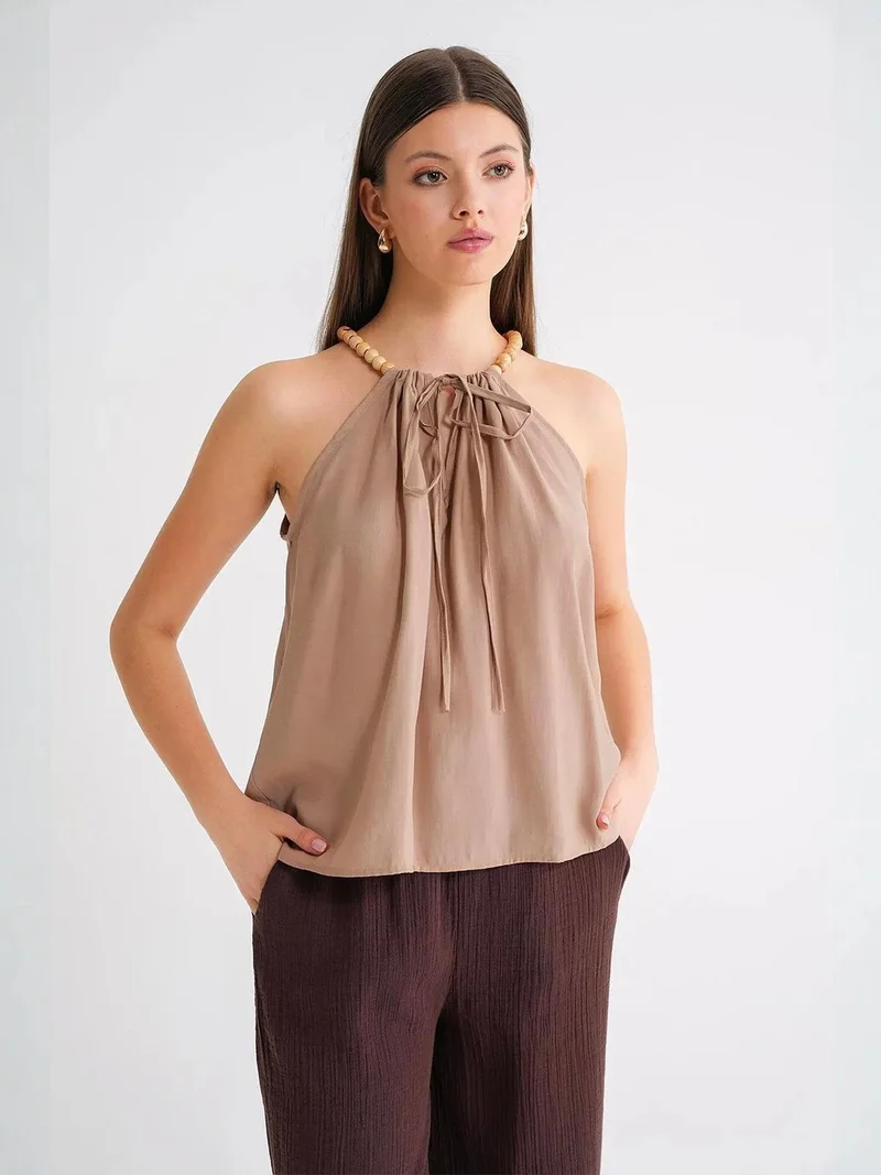 MixRay Mixray Accessory Detailed Halter Neck Modal Top