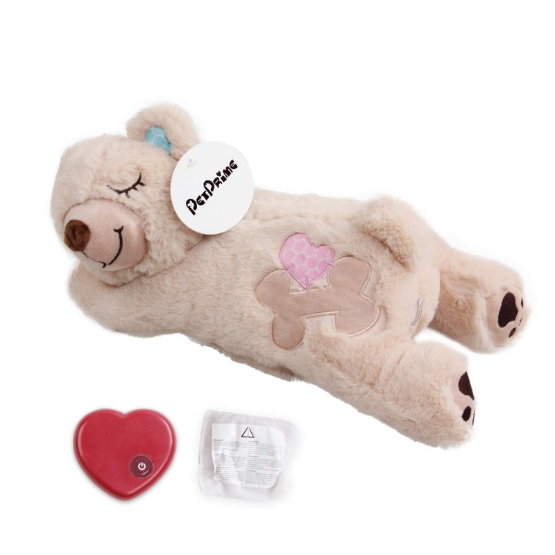 Pet Prime PetPrime Dog Plush Toy Heart Beat Puppy Plush Bear Toy with Warmer Bag Pet Soft Anxiety Puppy Relief Toy for Puppy Dogs Heart Beat Stuffed Animal Puppy Sleeping Buddy Anxiety Dog Toy - Image 1