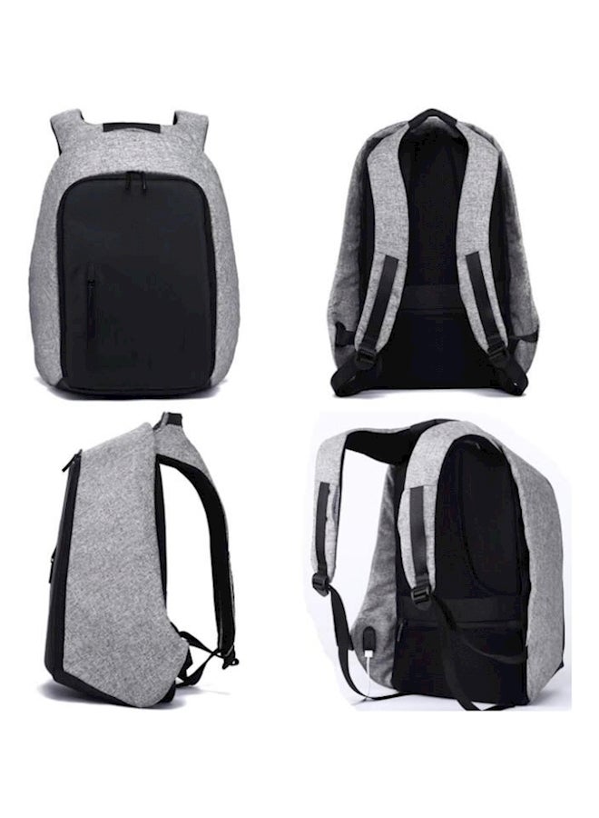 Anti Theft Backpack With USB Charging Port Grey/Black - Image 4