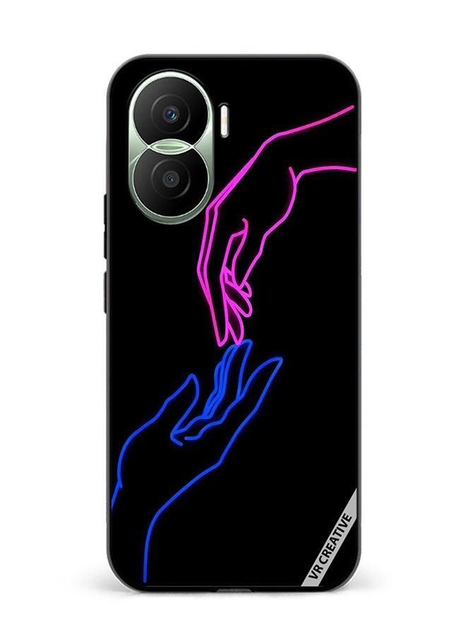 VR CREATIVE Protective Case Cover For Honor Play7T Pro Hands In Neon Lights Design Multicolour - Image 1