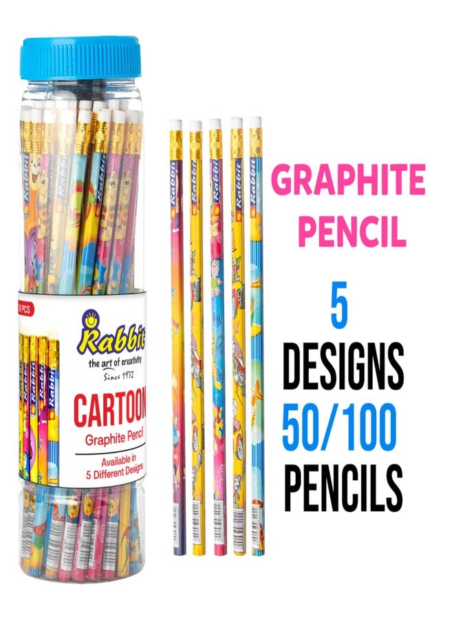 Artiggle Cartoon picture Hb pencil Super Fun Pencils for Kids, Extra Dark Pencils (Pack of 50) Pack of 2 Jar - Image 2