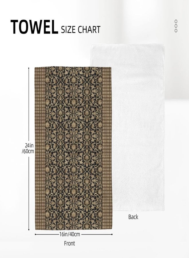 Sorktse Brown Antique Block Print Kitchen Towels Vintage Floral Dish Towel 16×24 Inch Soft Absorbent Turkish Flowers Hand Cloths for Kitchen Drying Decore Set of 2 - Image 2