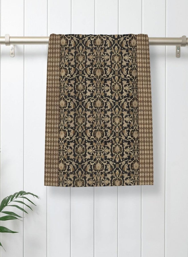 Sorktse Brown Antique Block Print Kitchen Towels Vintage Floral Dish Towel 16×24 Inch Soft Absorbent Turkish Flowers Hand Cloths for Kitchen Drying Decore Set of 2 - Image 3