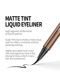 KYDA KYDA 2 Colors Liquid Eyeliner, Black Brown Matte Tint, Ultra Fine Tip, Lasting Pigment Eyeliner Pencil, Silky Smooth Formula, Quick Drying  - Image 4