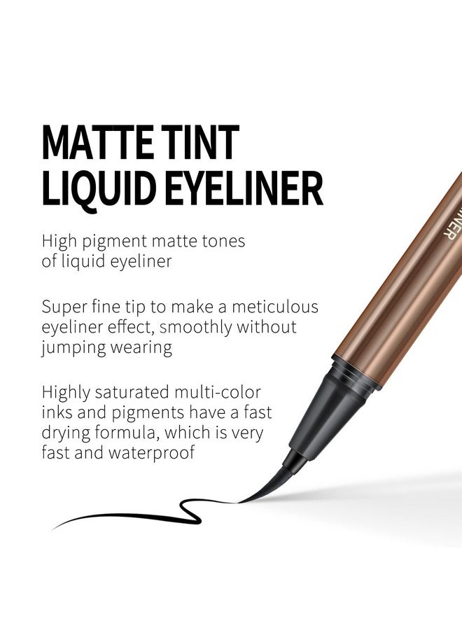 KYDA KYDA 2 Colors Liquid Eyeliner, Black Brown Matte Tint, Ultra Fine Tip, Lasting Pigment Eyeliner Pencil, Silky Smooth Formula, Quick Drying  - Image 4