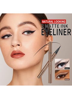 KYDA KYDA 2 Colors Liquid Eyeliner, Black Brown Matte Tint, Ultra Fine Tip, Lasting Pigment Eyeliner Pencil, Silky Smooth Formula, Quick Drying  - Image 2