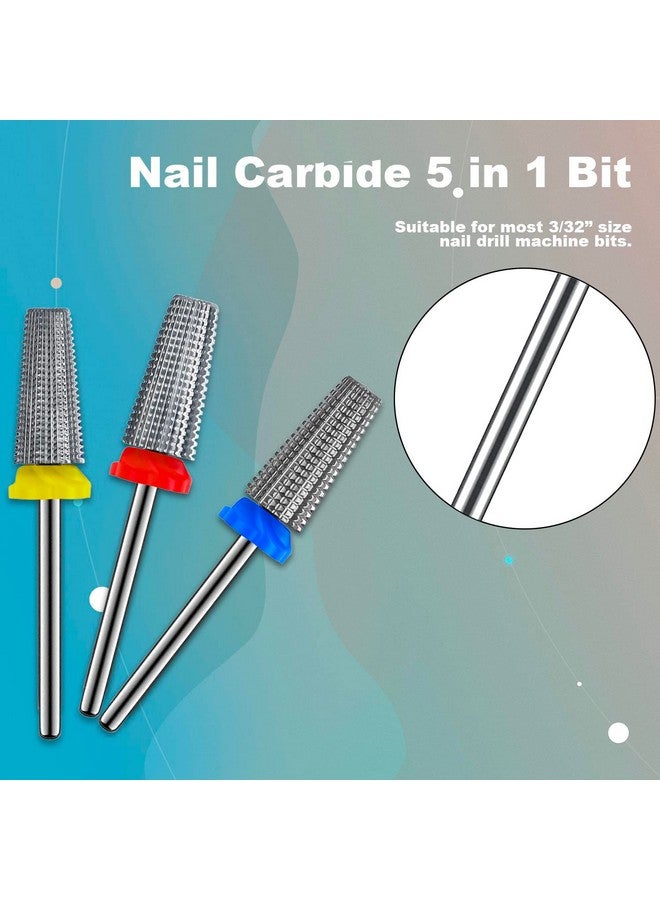 Depvko 3Pcs Carbide 5 in 1 Nail Drill Bit Set- Two Way Rotate Use for Both Left and Right Handed- XF， F， M 3/32 Inches Brocas Para Drill Nails for Acrylic Nail Gel Fast Remove - Image 5