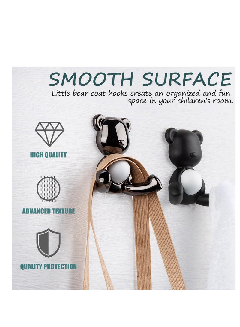 Coat Hooks Wall Mounted, 4 Pcs Wall Hooks, Little Bear Wall Hooks Heavy Duty Black Coat Hooks, Bathroom Kitchen Towel Hooks, for Hanging Jacket Coat Robe Dog Lead - Image 3
