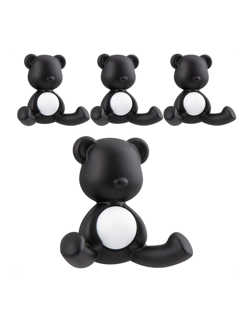 Coat Hooks Wall Mounted, 4 Pcs Wall Hooks, Little Bear Wall Hooks Heavy Duty Black Coat Hooks, Bathroom Kitchen Towel Hooks, for Hanging Jacket Coat Robe Dog Lead - Image 1